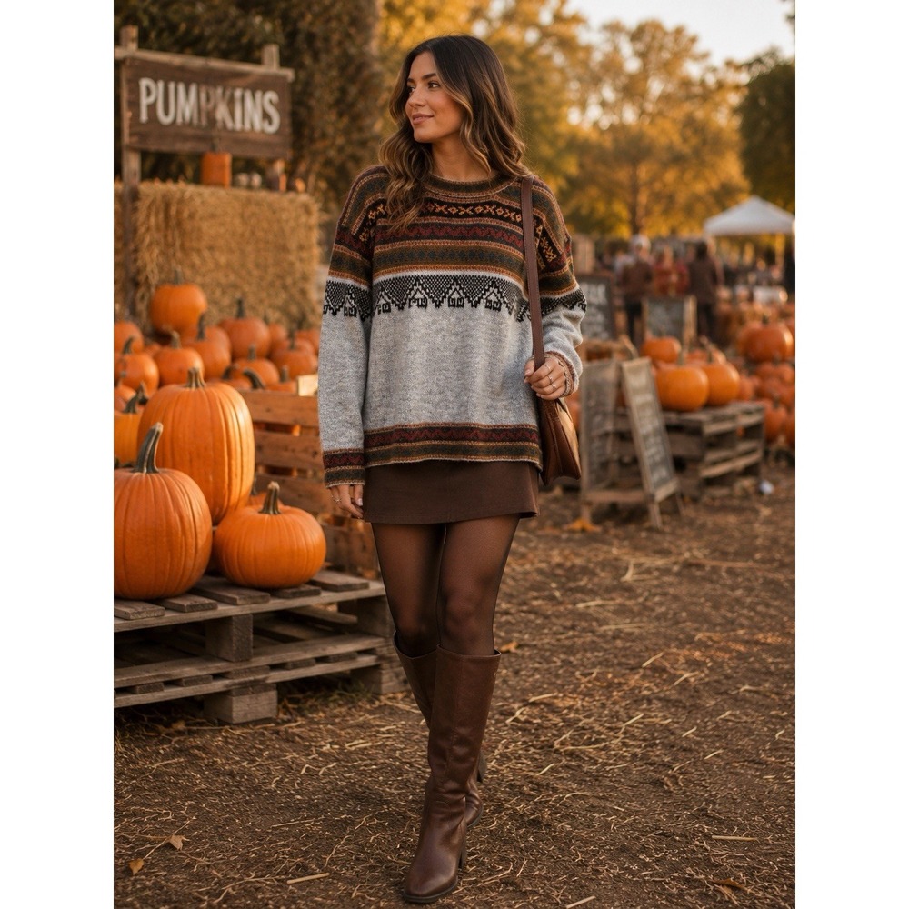 Alpaca Collection Aztec Southwestern Sweater Medium Festival Fall - Picture 1 of 5
